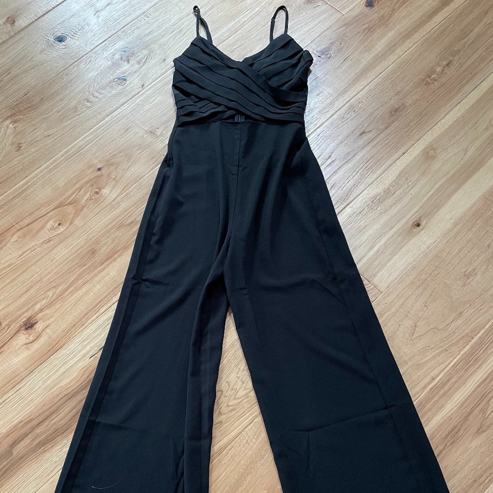 Lulu's So Ladylike Black Surplice Cutout Jumpsuit